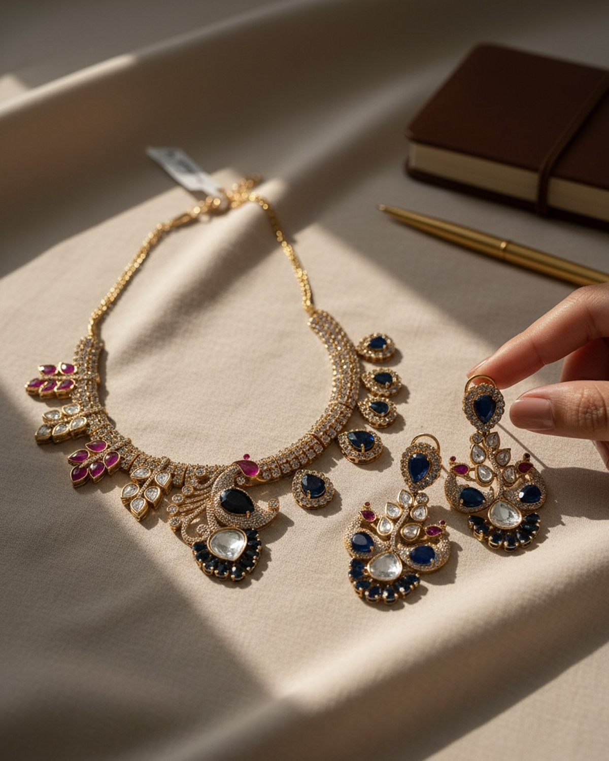 Mayur Bagh Necklace - Blue & Red