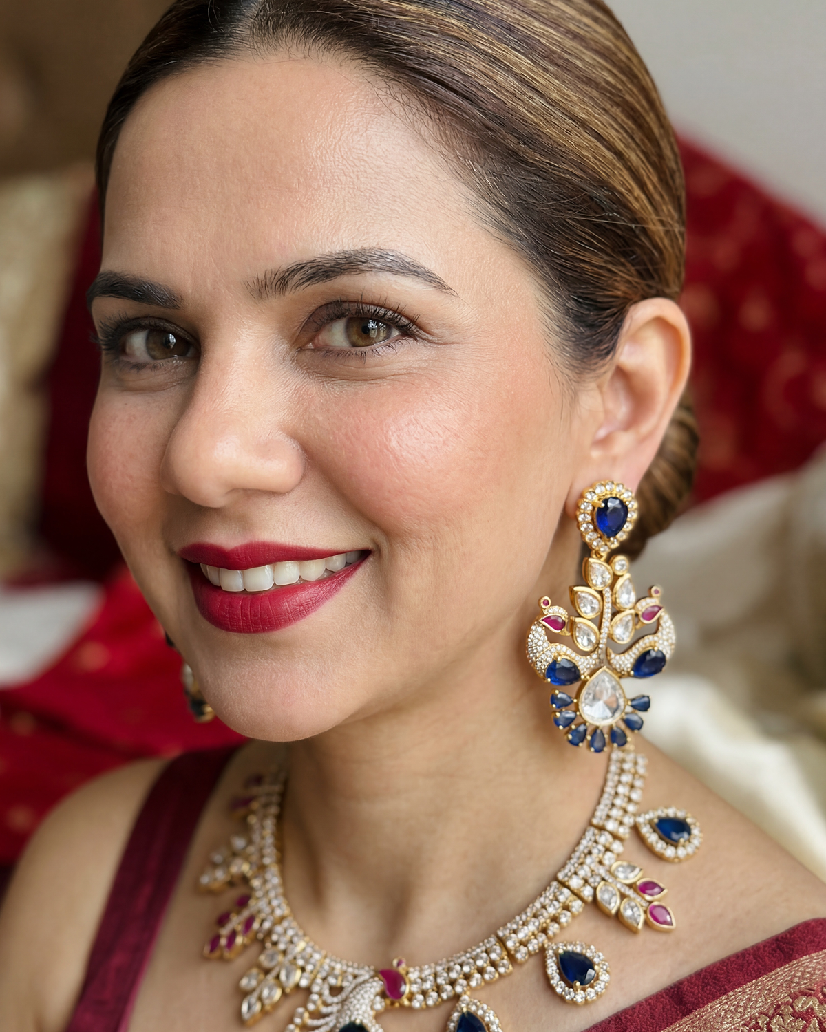Mayur Bagh Necklace - Blue & Red