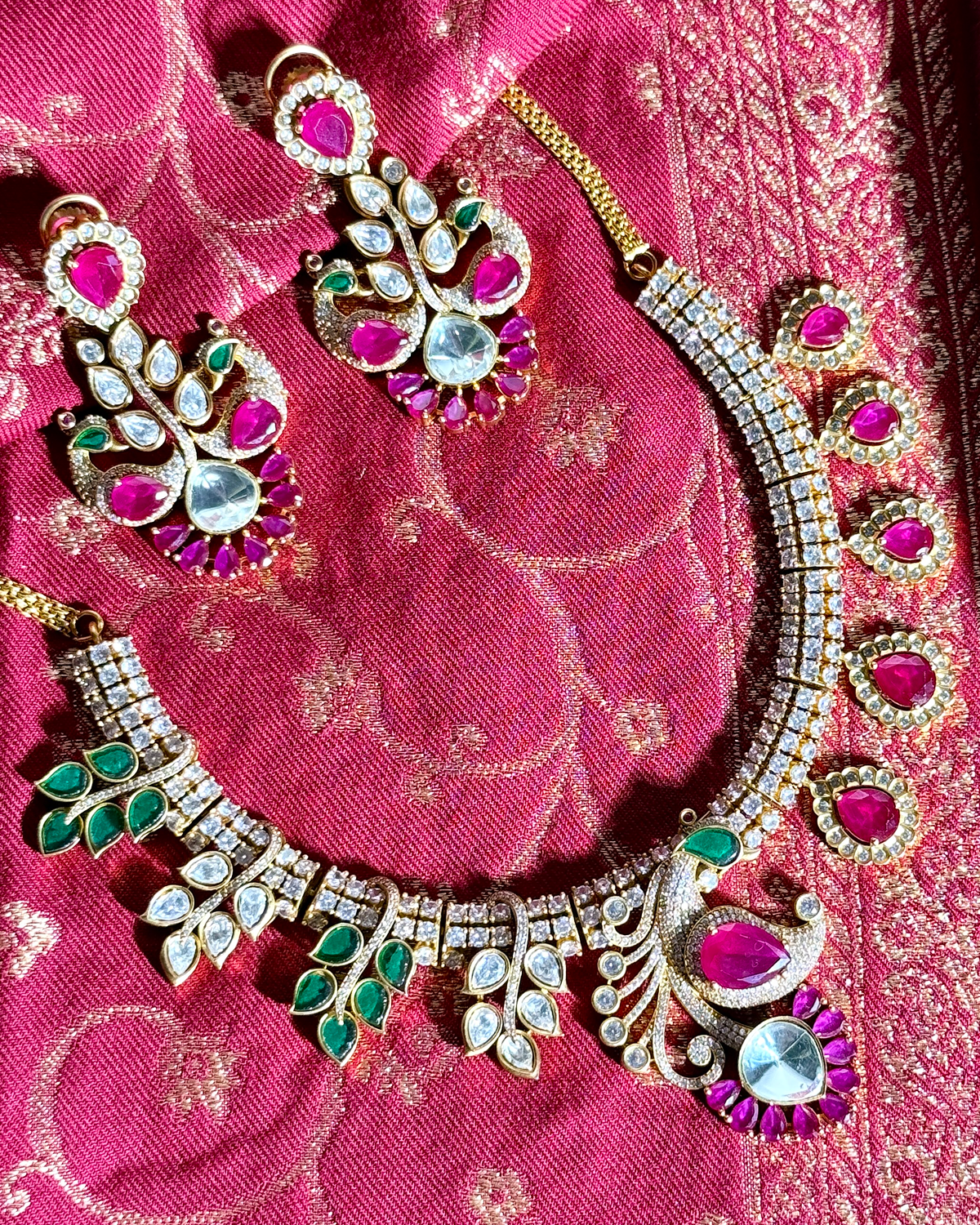 Mayur Bagh Necklace - Red & Green