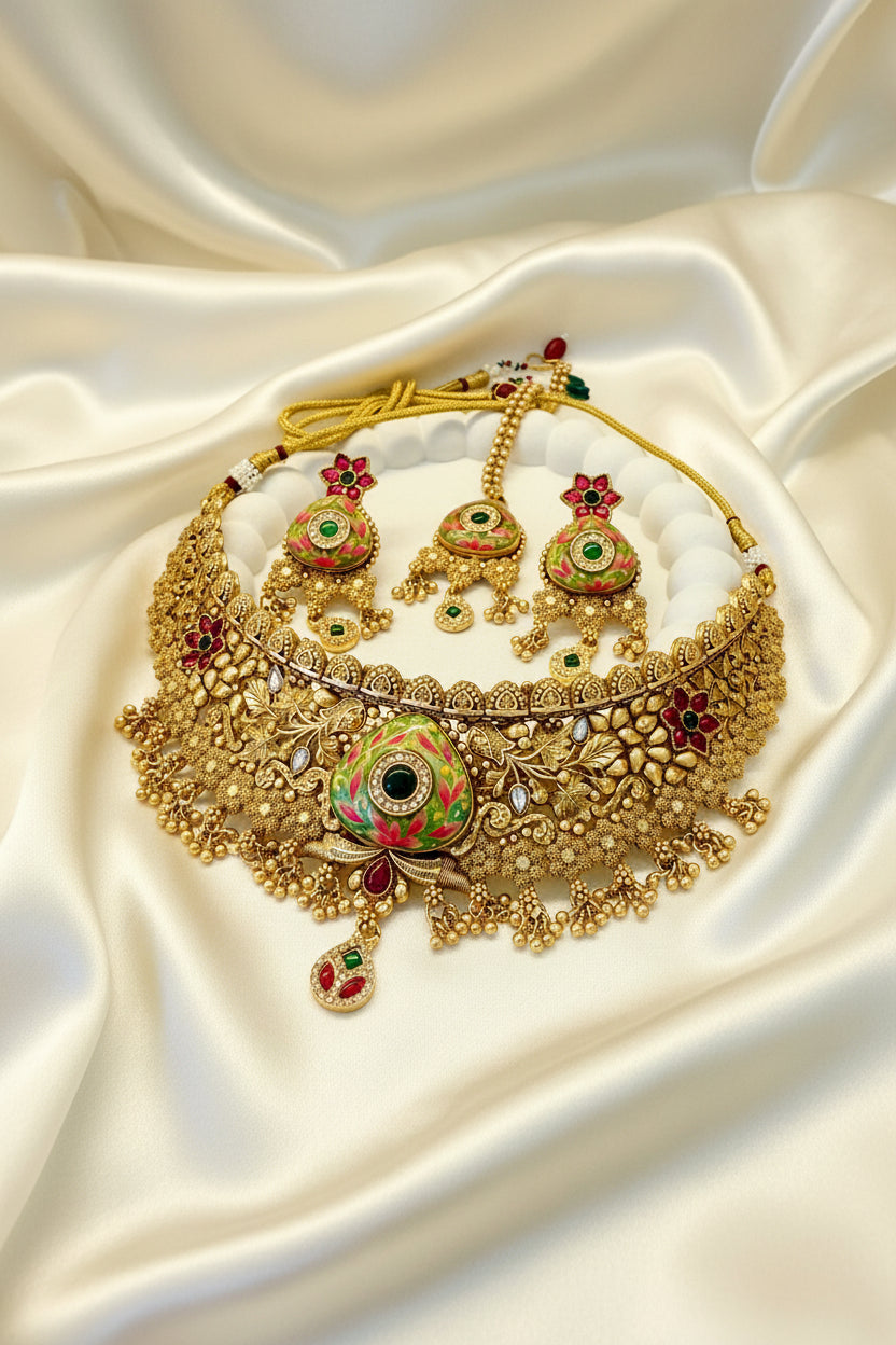 Hariyali Temple Choker Trio