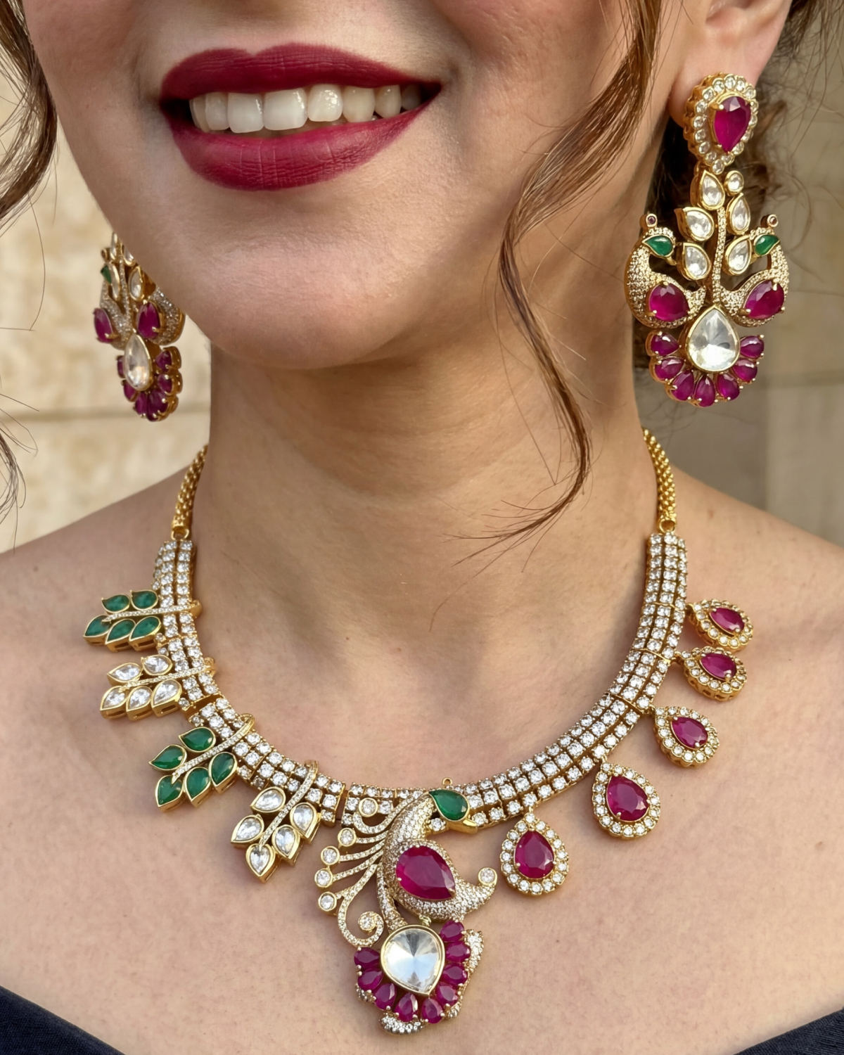 Mayur Bagh Necklace - Red & Green