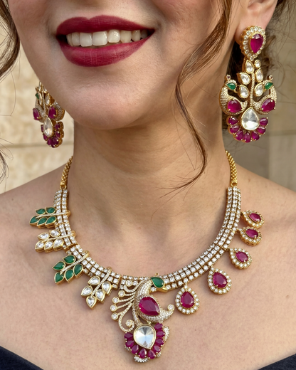 Mayur Bagh Necklace - Red & Green
