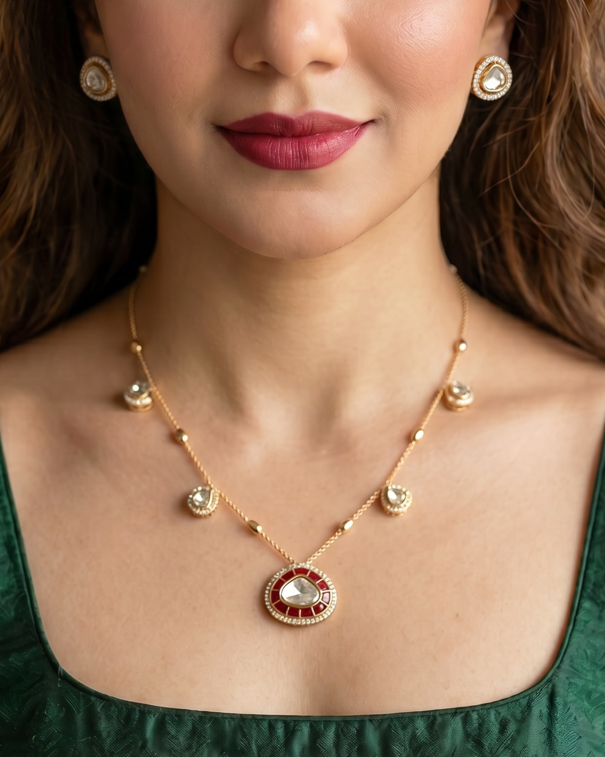 Dew Drop Kundan Pendant Set