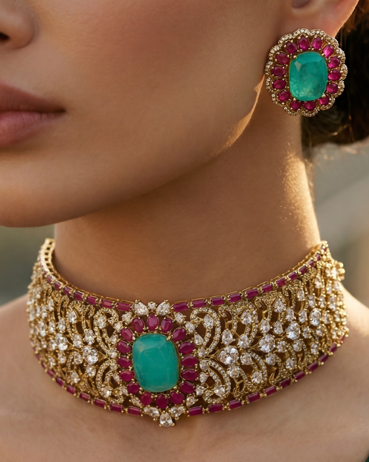 Ameera Emerald Regal Choker Set