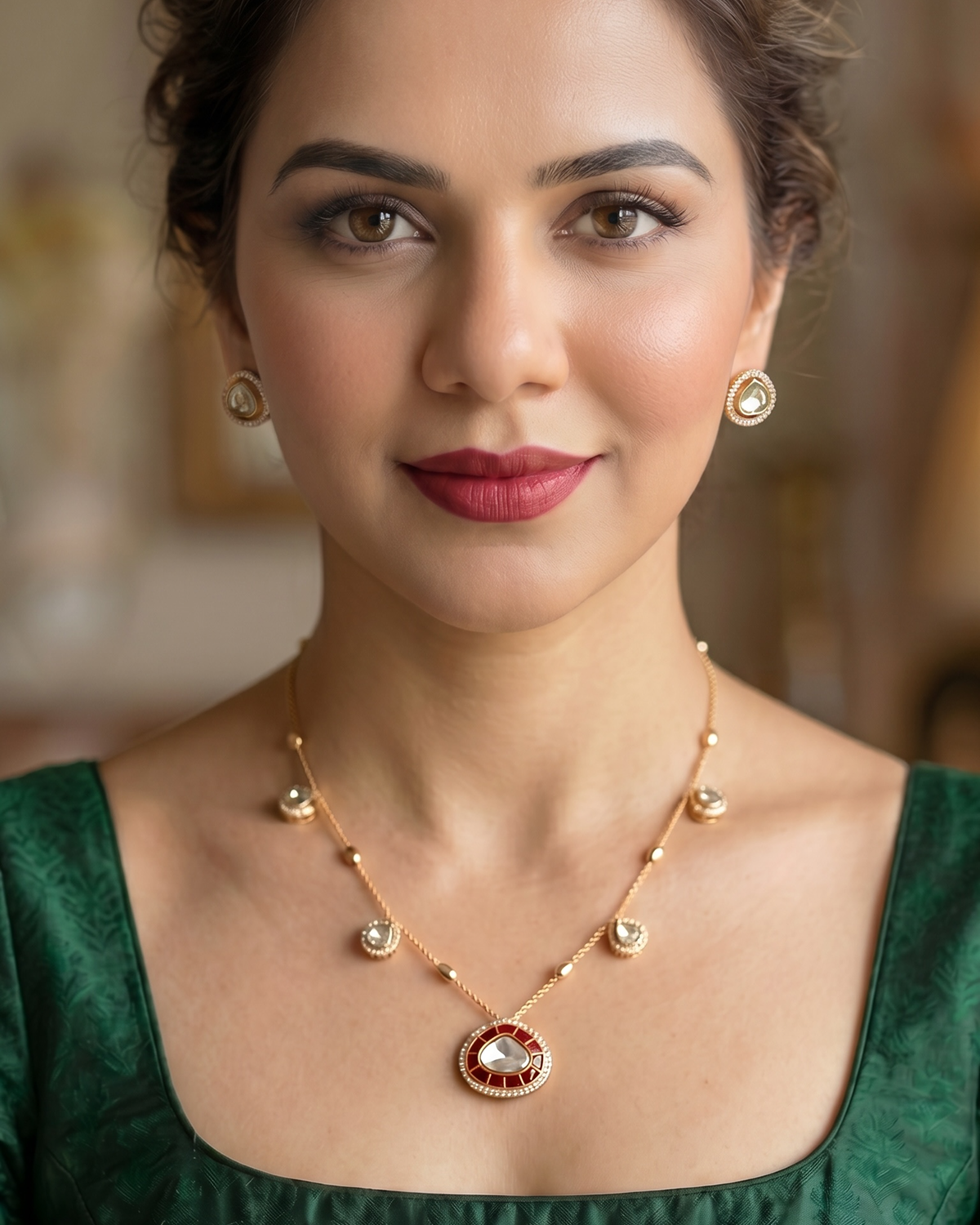 Dew Drop Kundan Pendant Set