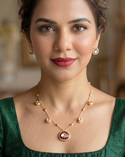 Dew Drop Kundan Pendant Set