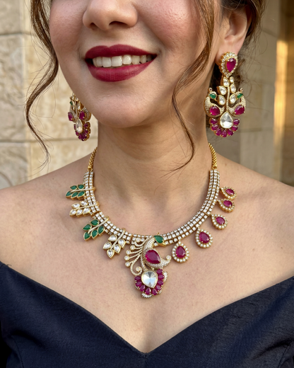 Mayur Bagh Necklace - Red & Green