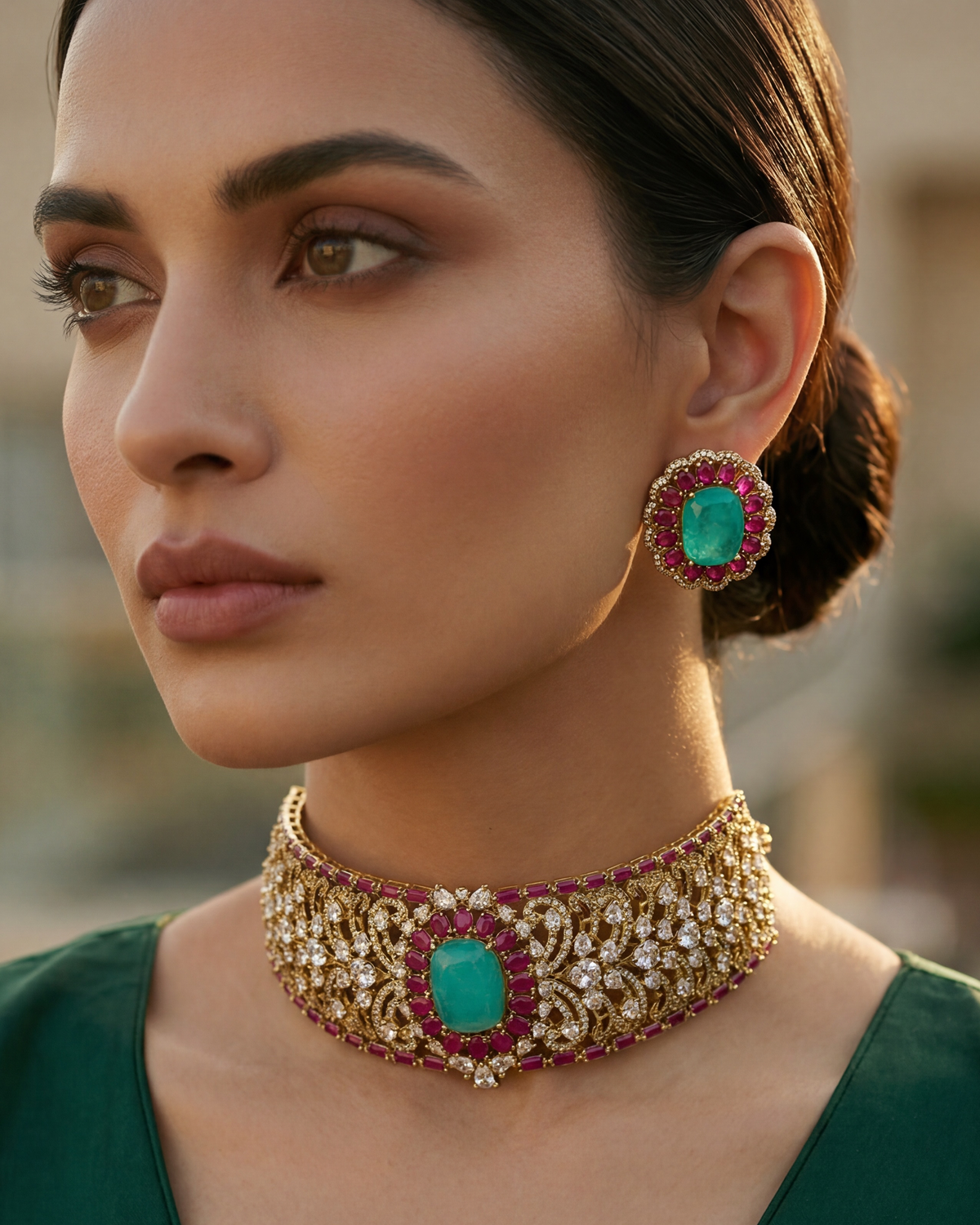 Ameera Emerald Regal Choker Set