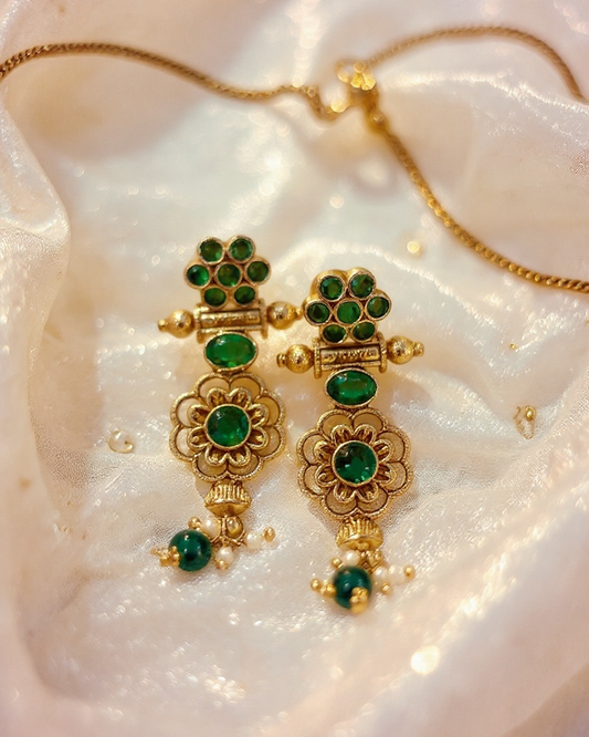 Vasudha Emerald Temple Necklace