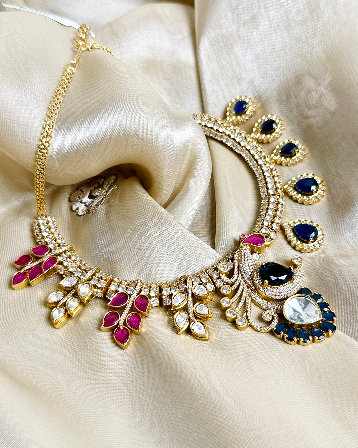 Mayur Bagh Necklace - Blue & Red