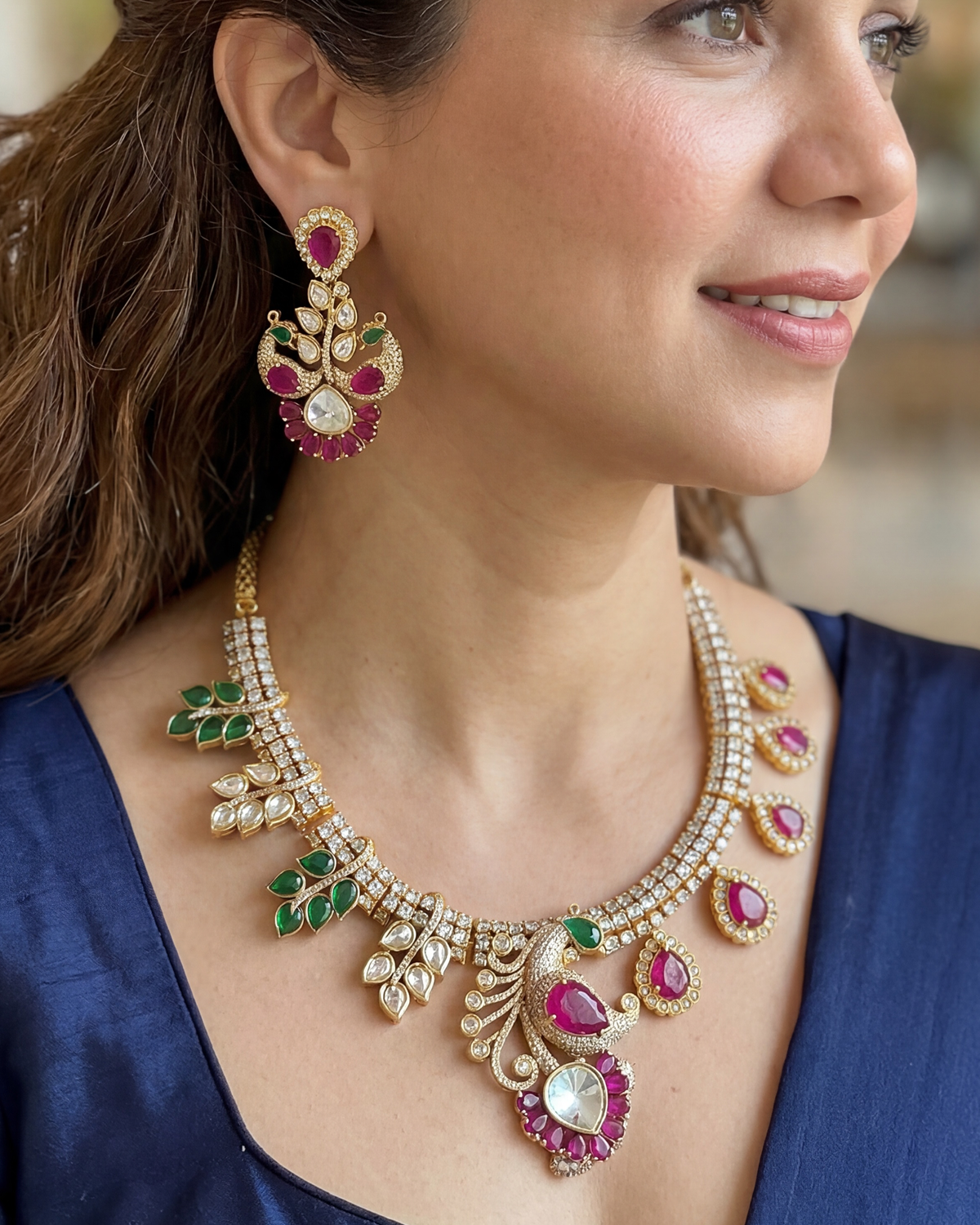 Mayur Bagh Necklace - Red & Green