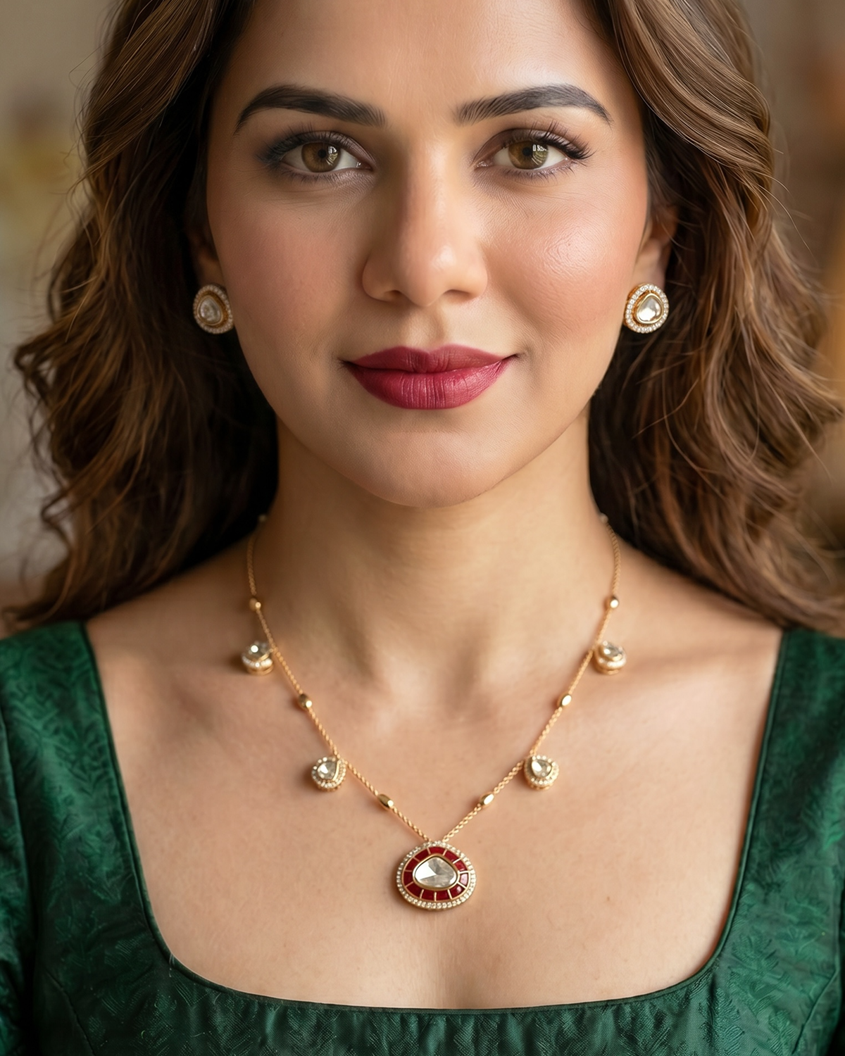 Dew Drop Kundan Pendant Set
