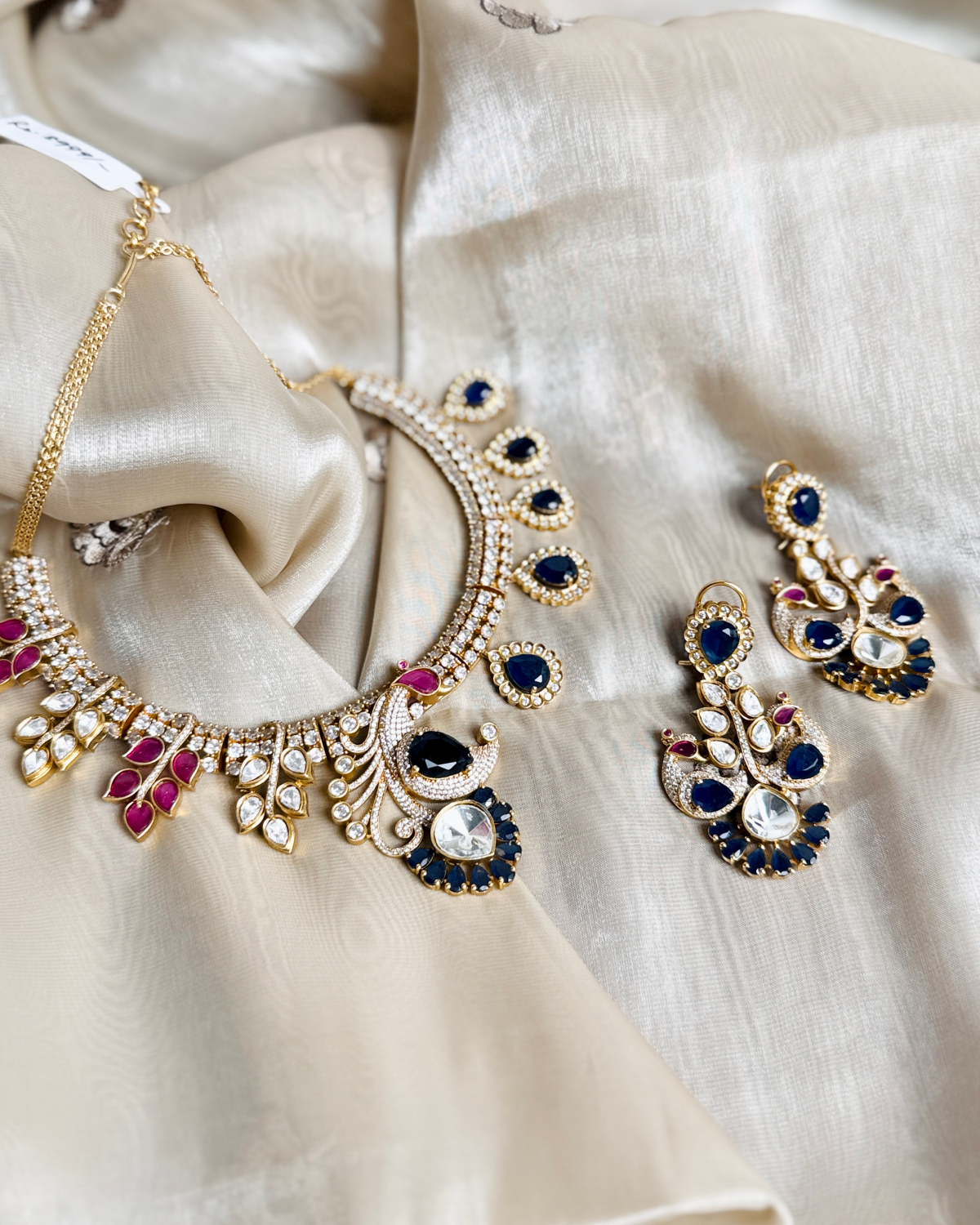 Mayur Bagh Necklace - Blue & Red