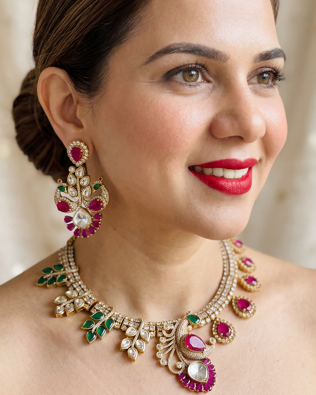Mayur Bagh Necklace - Red & Green
