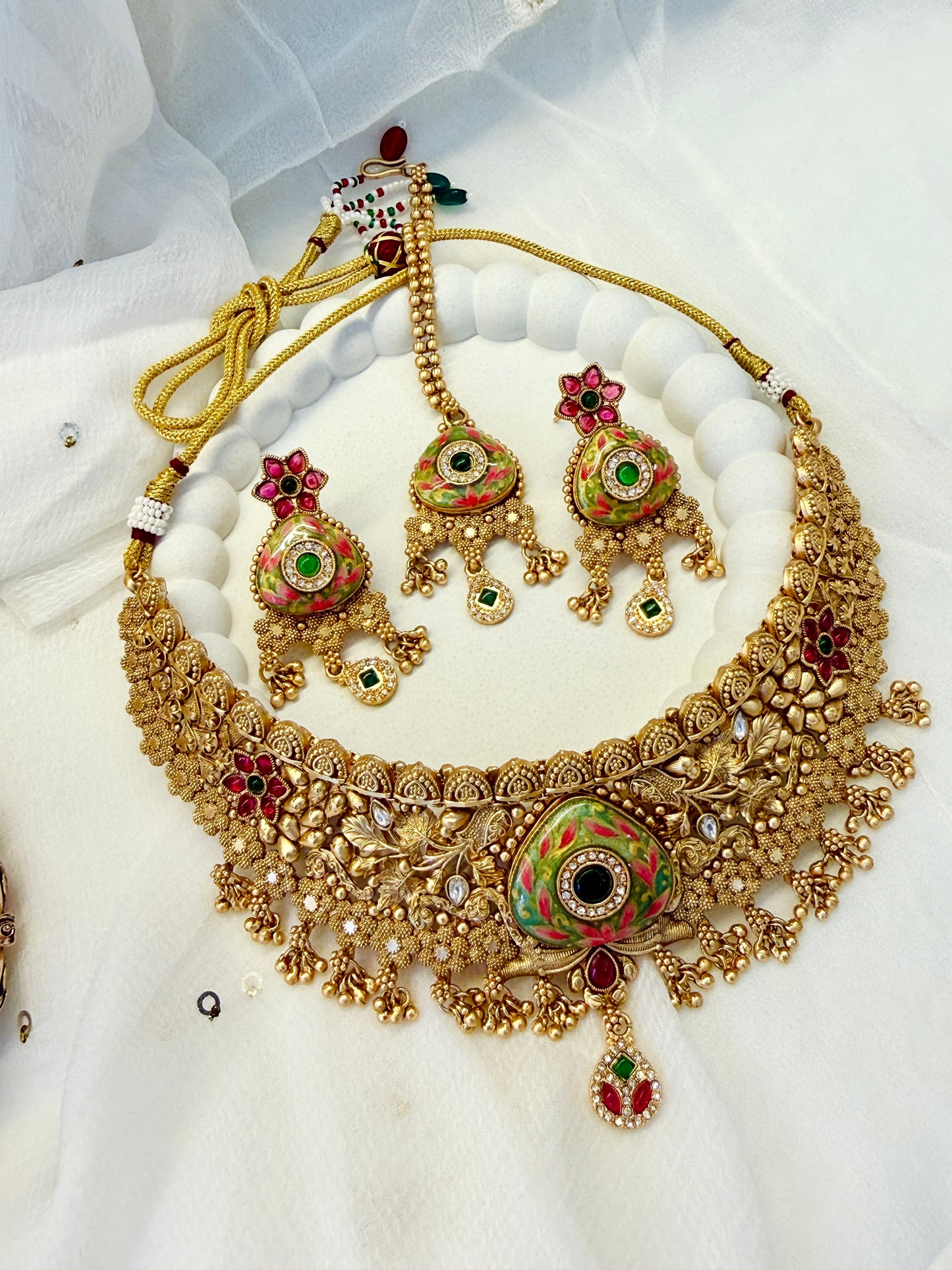 Hariyali Temple Choker Trio