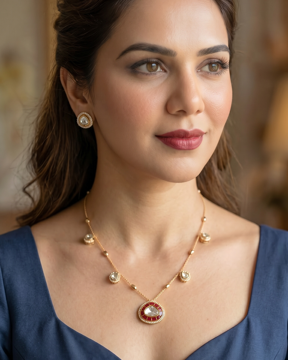Dew Drop Kundan Pendant Set