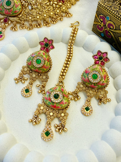 Hariyali Temple Choker Trio