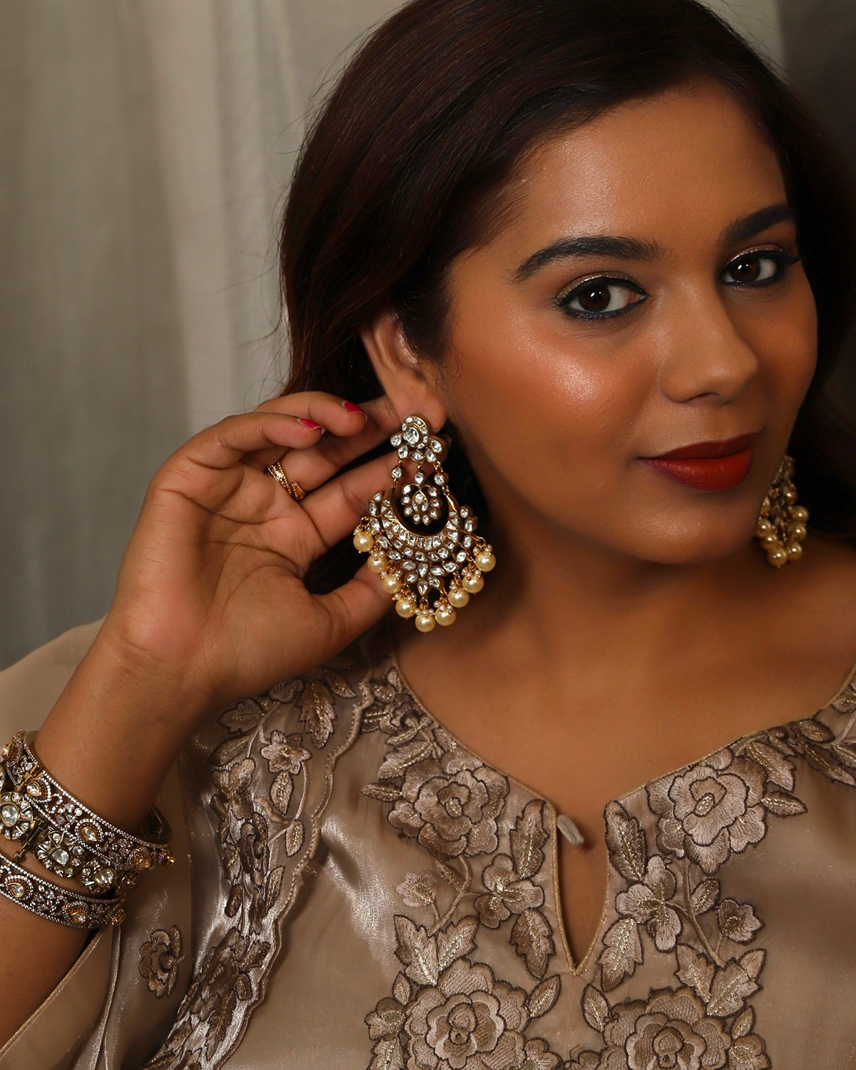 Roohani Chaand Uncut Polki Earrings
