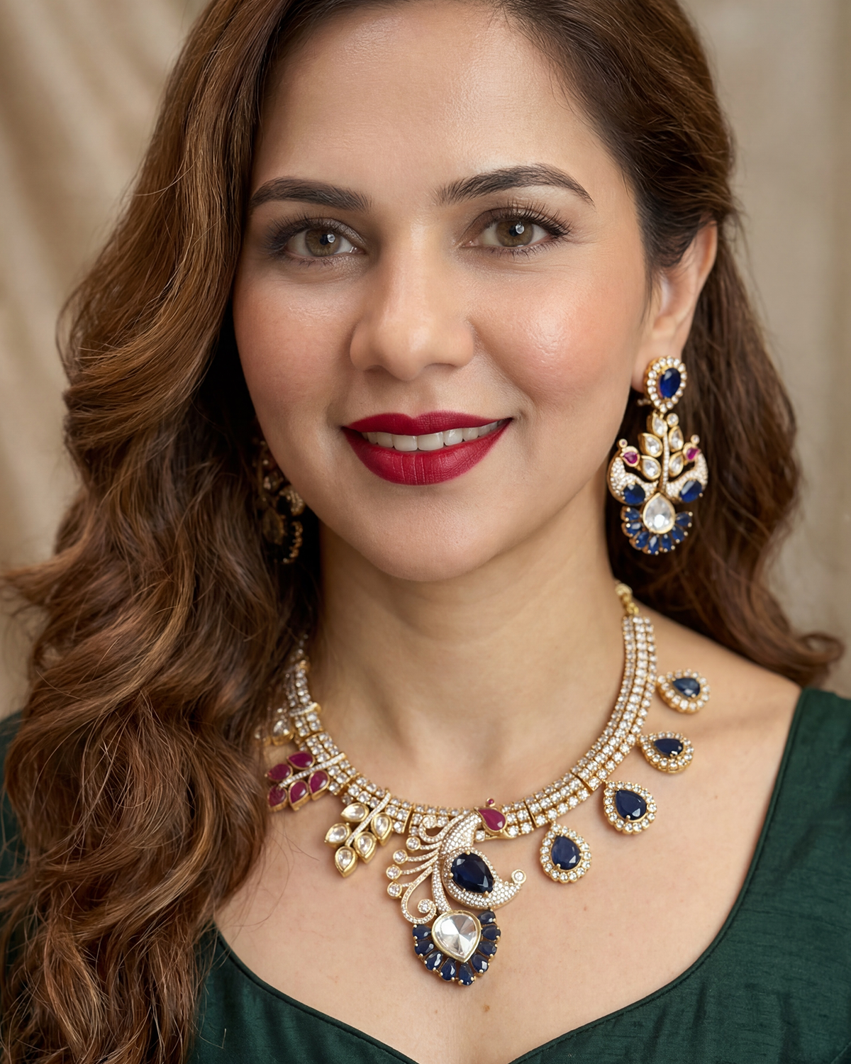 Mayur Bagh Necklace - Blue & Red