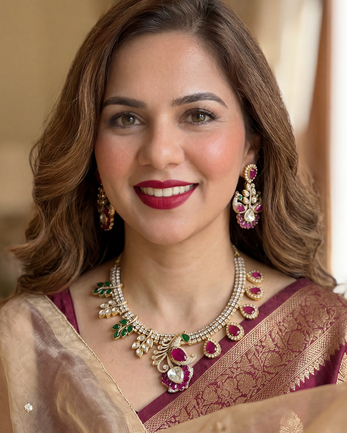 Mayur Bagh Necklace - Red & Green