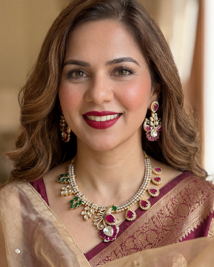 Mayur Bagh Necklace - Red & Green