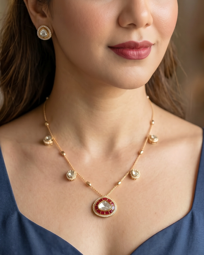 Dew Drop Kundan Pendant Set
