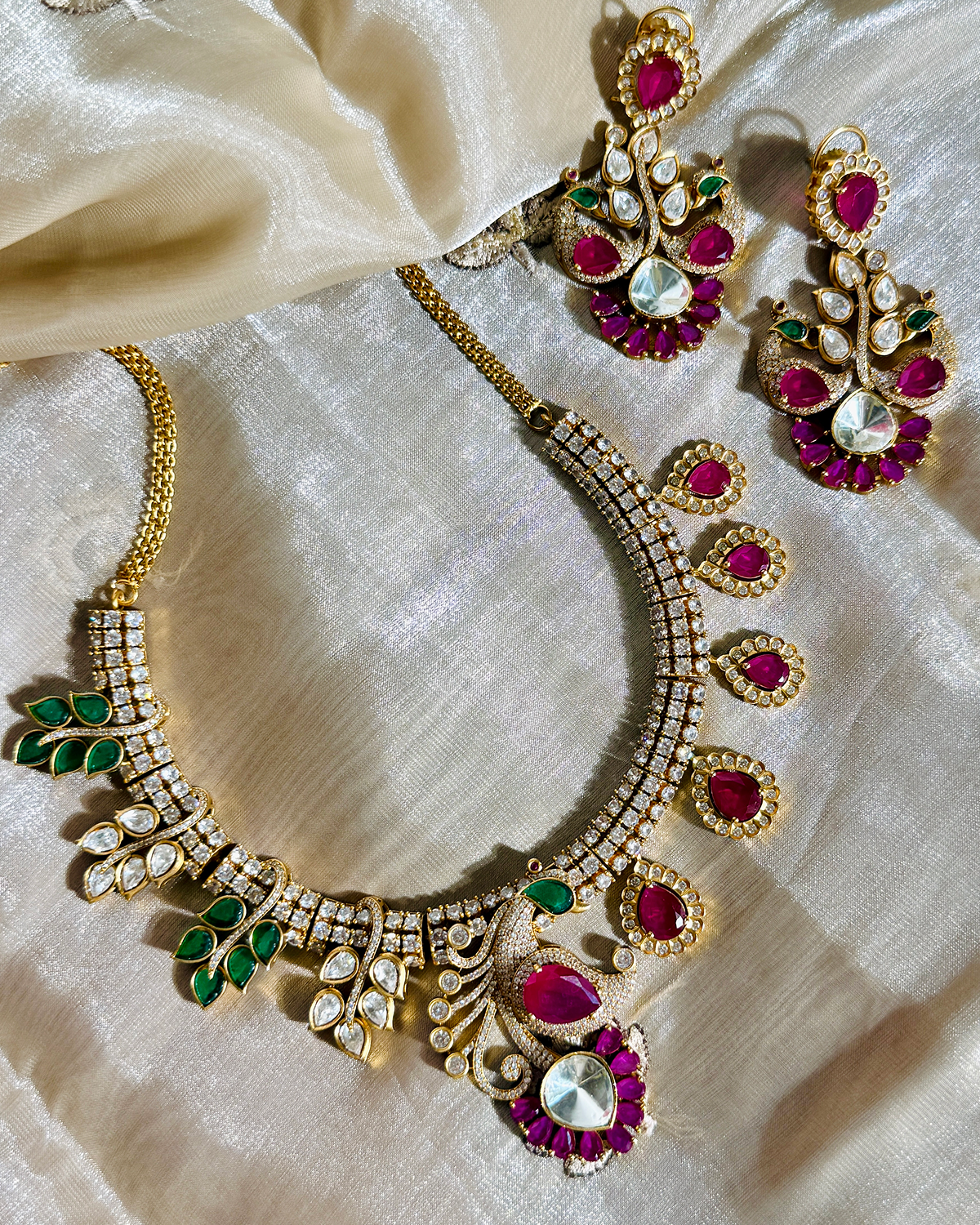 Mayur Bagh Necklace - Red & Green