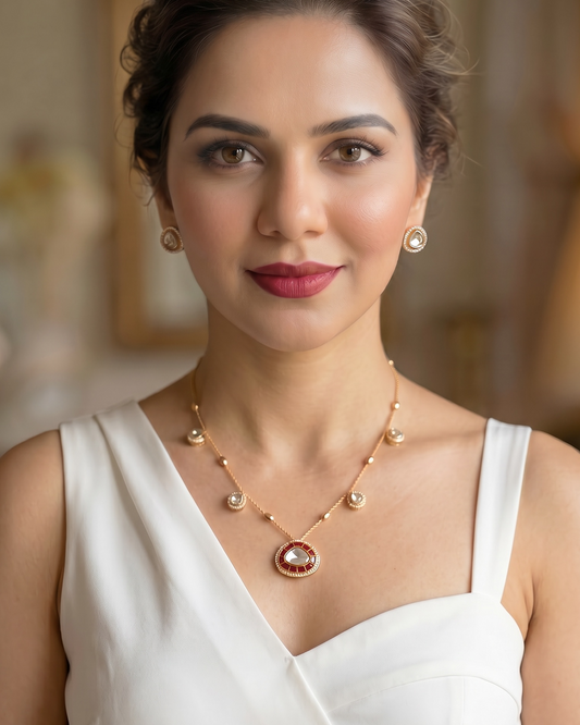Dew Drop Kundan Pendant Set