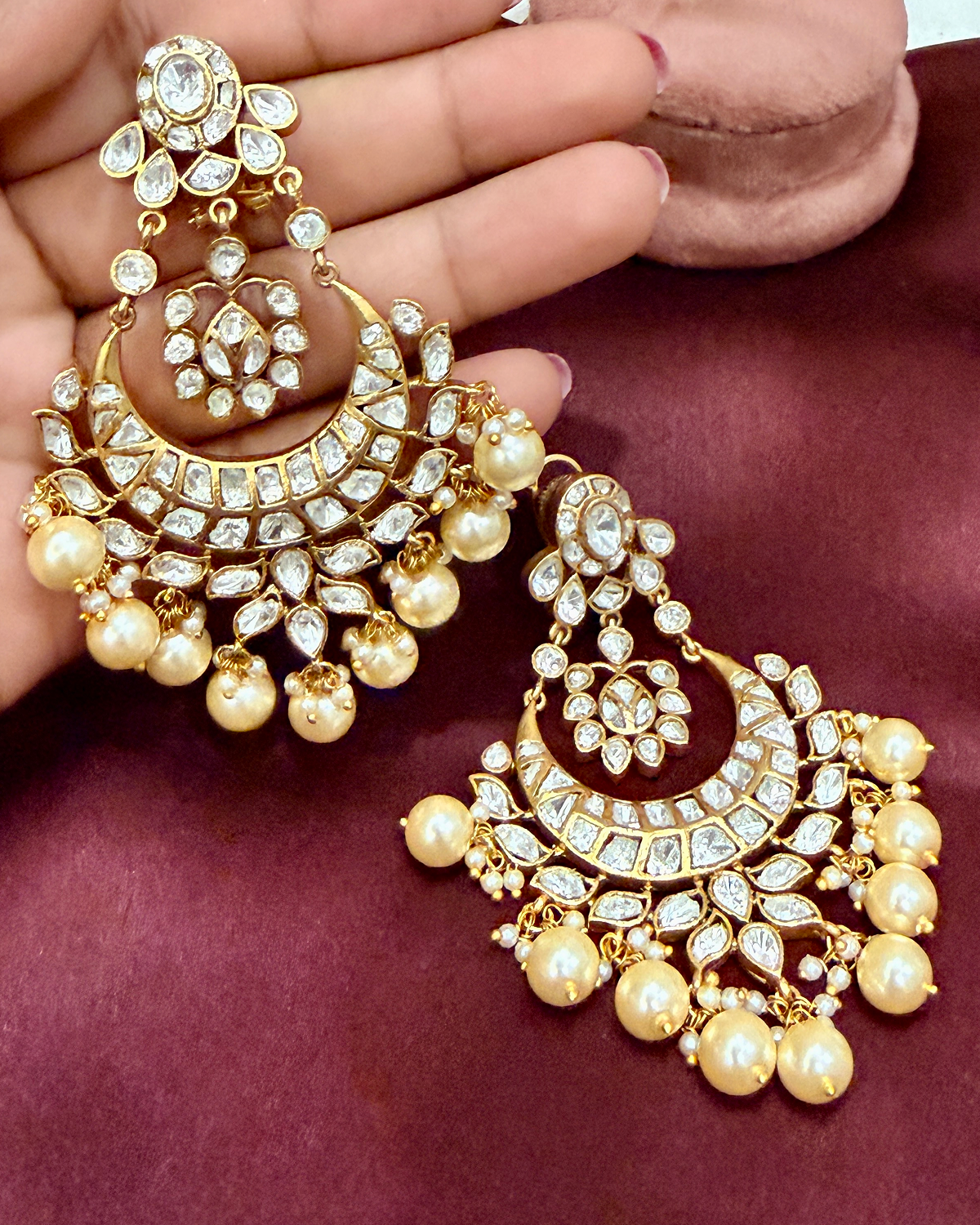 Roohani Chaand Uncut Polki Earrings