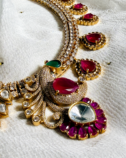 Mayur Bagh Necklace - Red & Green