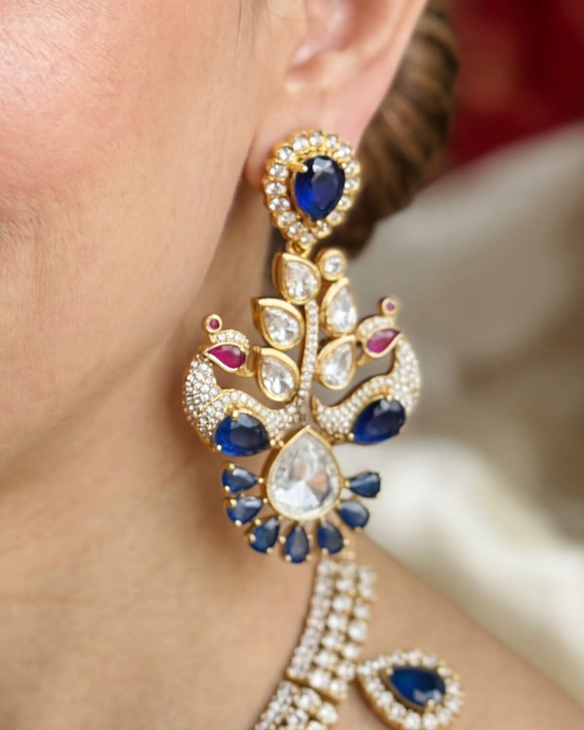 Mayur Bagh Necklace - Blue & Red