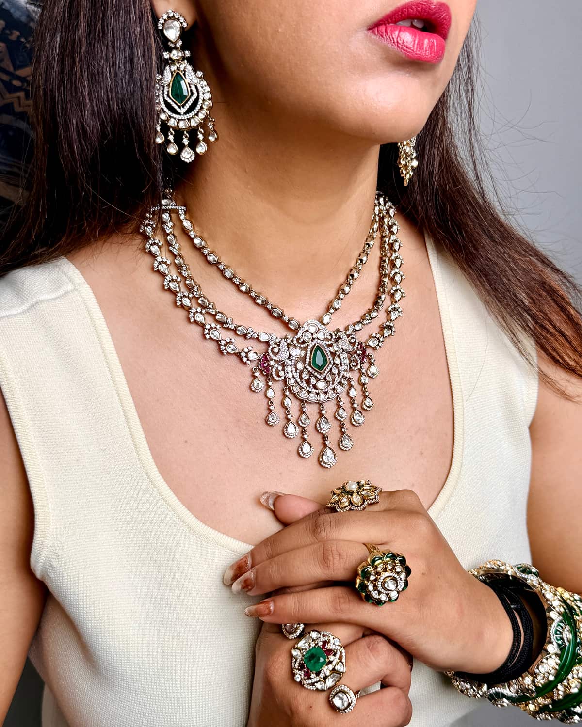 Aliza Emerald Droplet Necklace