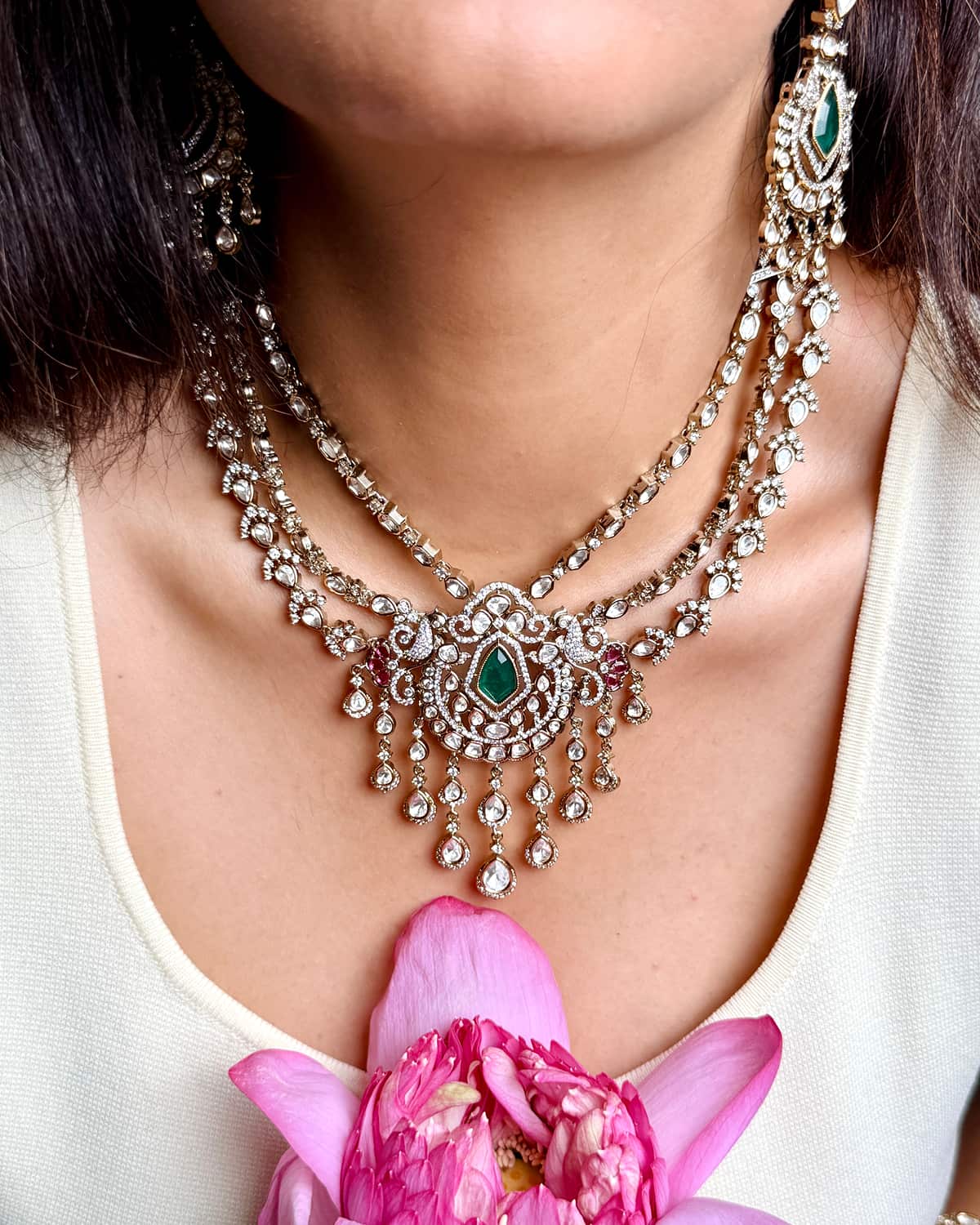 Aliza Emerald Droplet Necklace