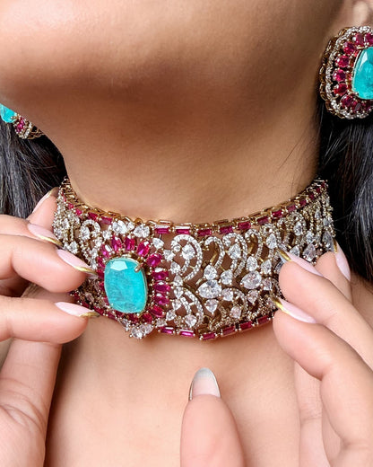 Ameera Emerald Regal Choker Set