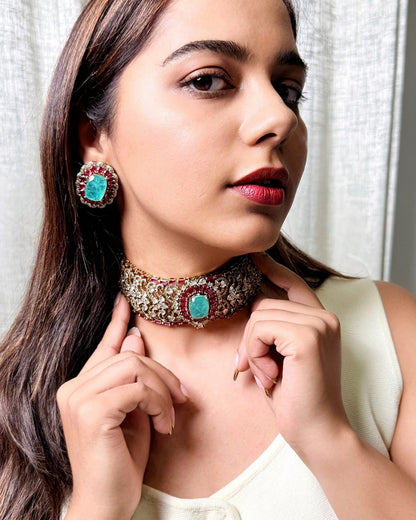 Ameera Emerald Regal Choker Set