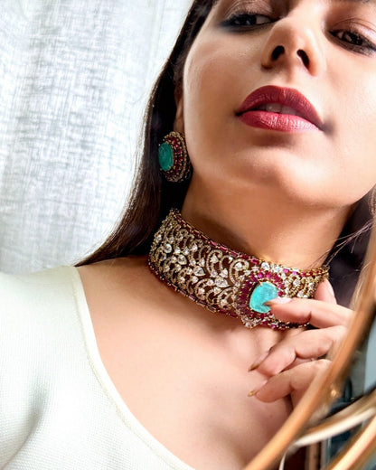 Ameera Emerald Regal Choker Set