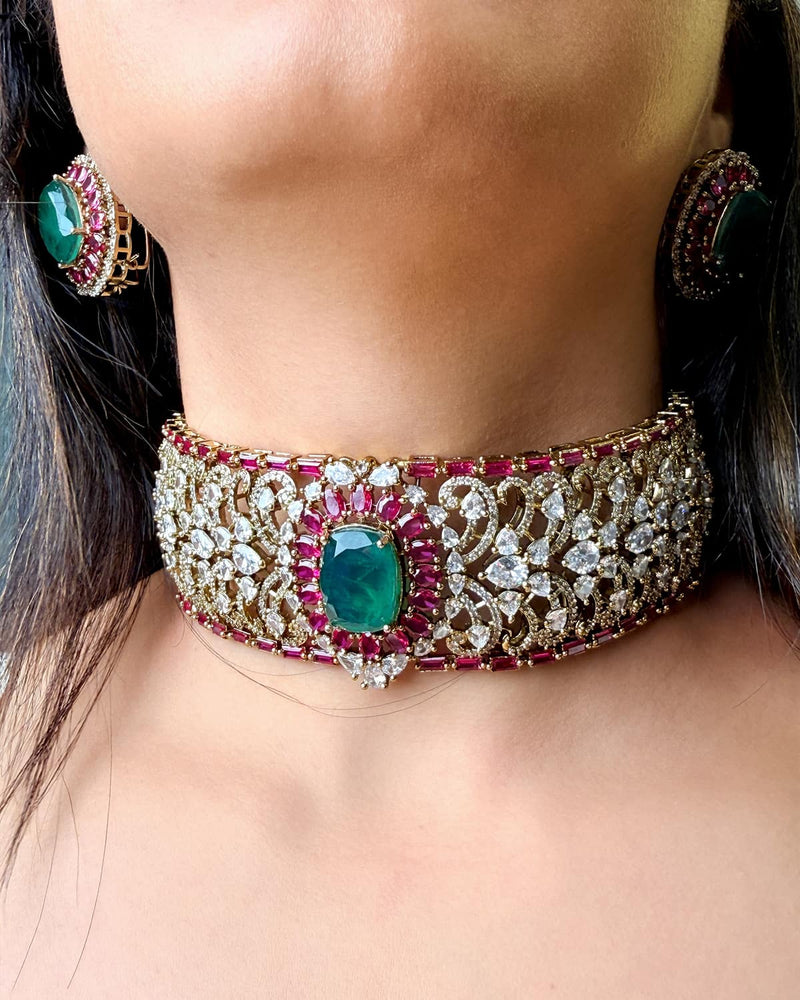 Ameera Emerald Regal Choker Set