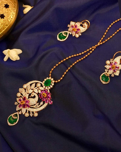 Diya Royal Peacock Pendant Set