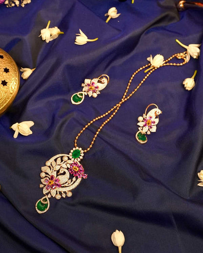 Diya Royal Peacock Pendant Set