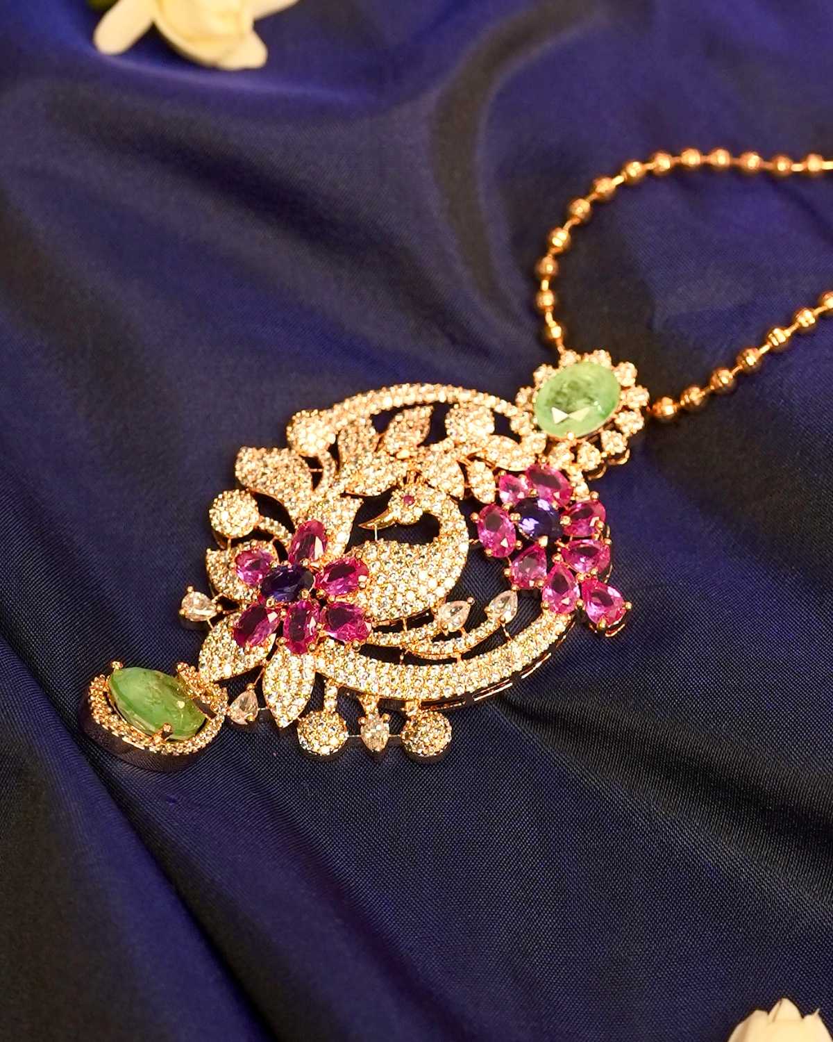 Diya Royal Peacock Pendant Set