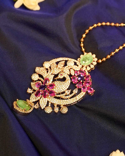 Diya Royal Peacock Pendant Set