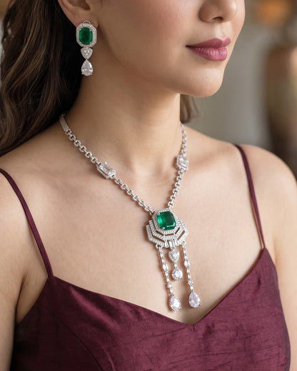 Emerald Drop Necklace Set