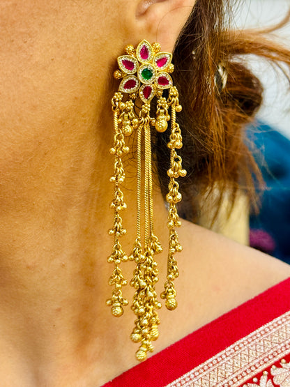 Kashmiri Lotus Tassel Earrings