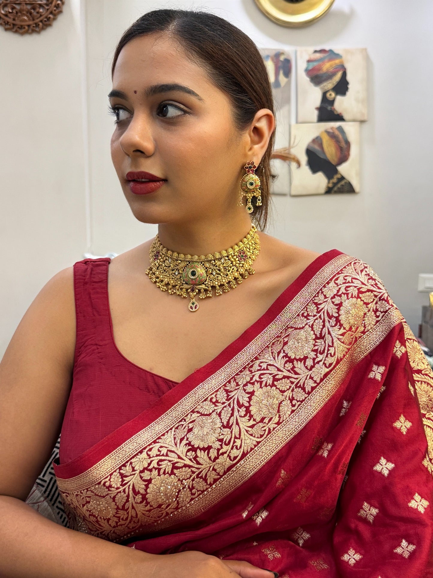 Hariyali Temple Choker Trio