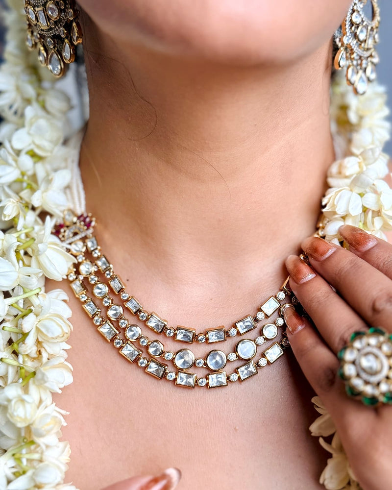Indrani Peeli Polki Layered Necklace