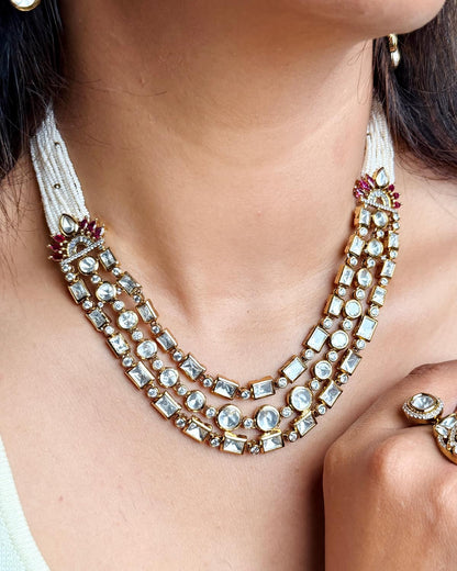 Indrani Peeli Polki Layered Necklace