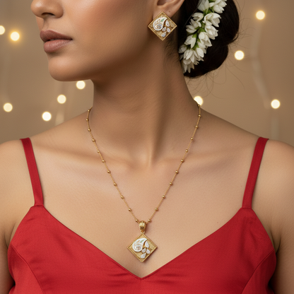 Itra Gold Pendant Set with earrings_02