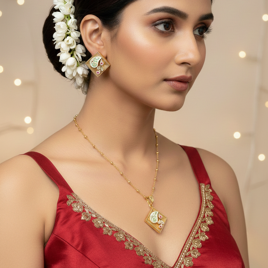Kairi Gold Pendant Set with earrings