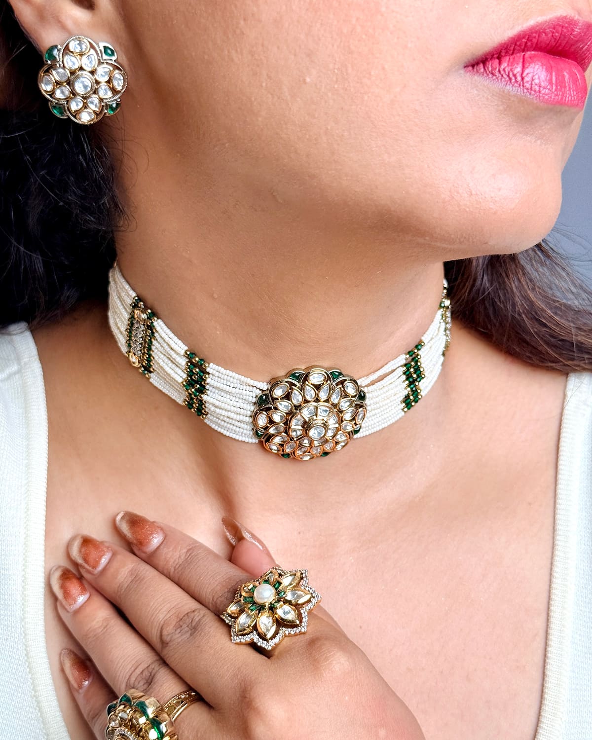 Meera Moissanite & Pearl Choker