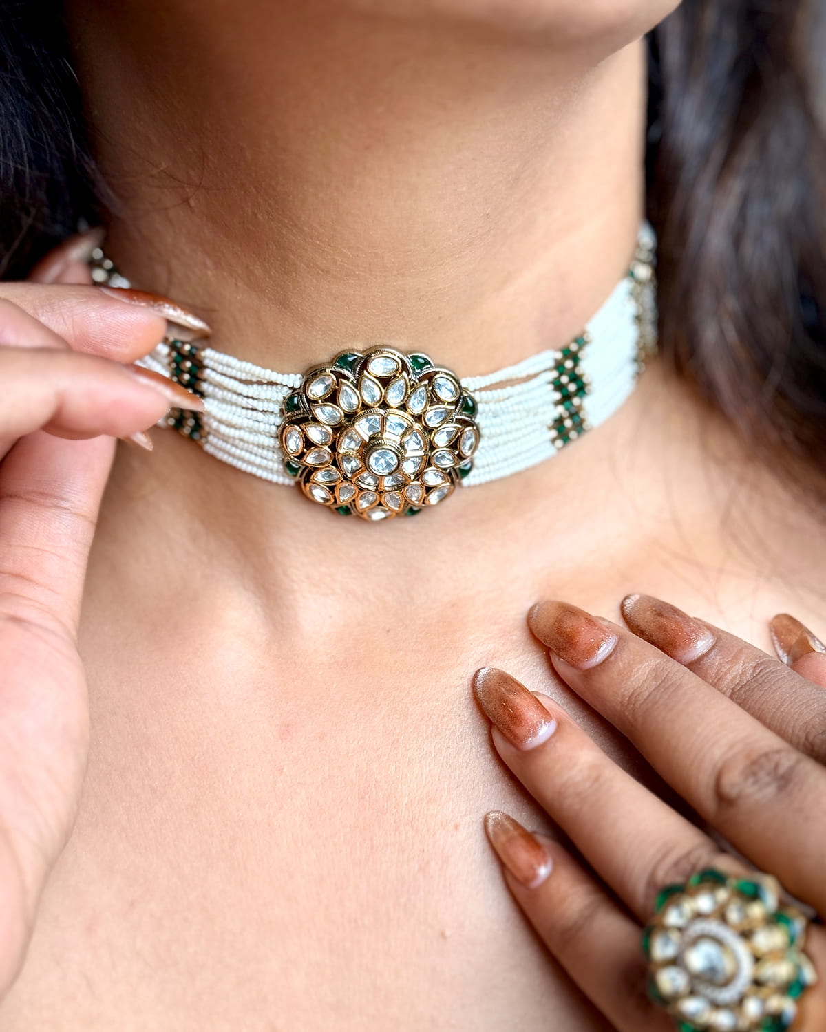 Meera Moissanite & Pearl Choker